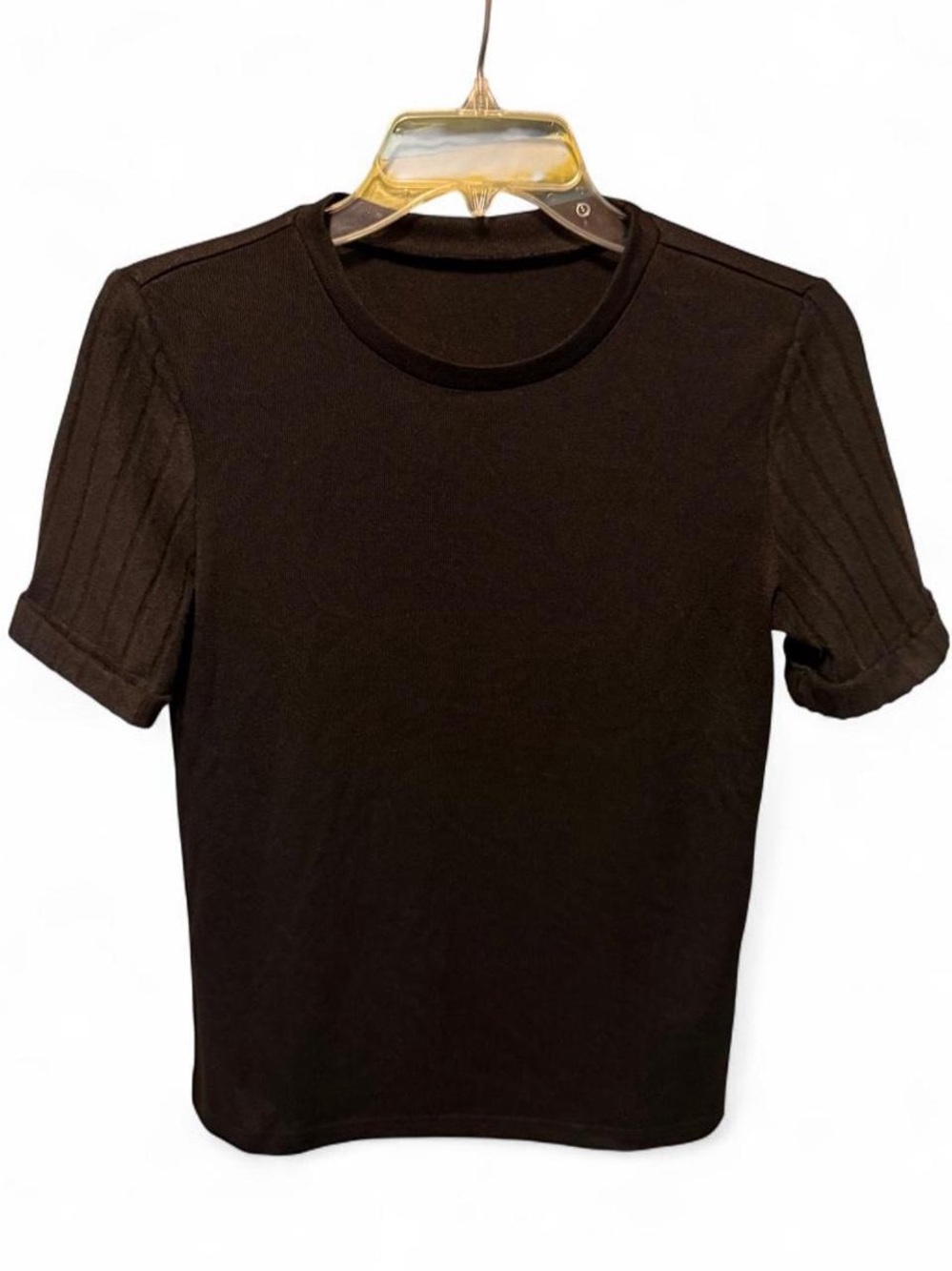 Women’s Black Short Sleeve Ribbed Tee